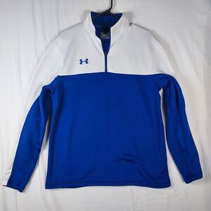 Under Armour AllSeasonGear Pullover Men’s Medium 1/4 Zip Blue White Activewear